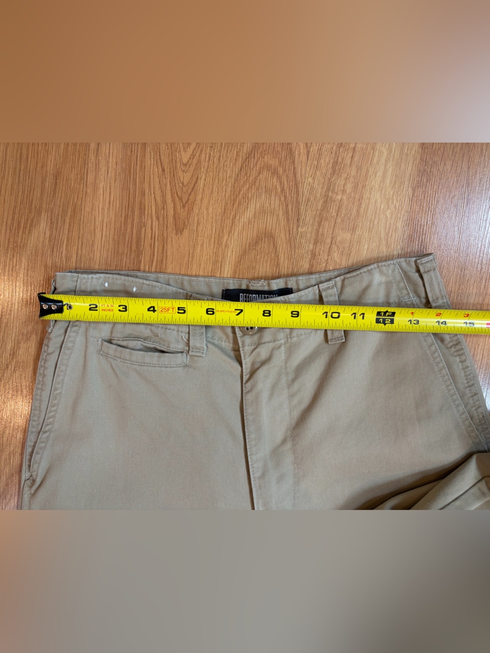 Reformation Khaki Raw Hem Military Vat Dye Flat Front Pants Size S - Picture 8 of 11